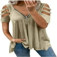 thumbnail image 1 of T-shirt pour Femmes à Motif Imprimé Léopard, Manches Courtes, Col en V, 1 of 2