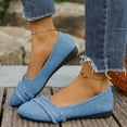 thumbnail image 3 of Rokment Women's Denim Ballet Flat Dress Shoes for Ladies 2026 Spring Fall Fashion Casual Fringe Pointed Toe Walking Flat Business Work Slip-on Loafers Sky Blue Size 6, 3 of 7