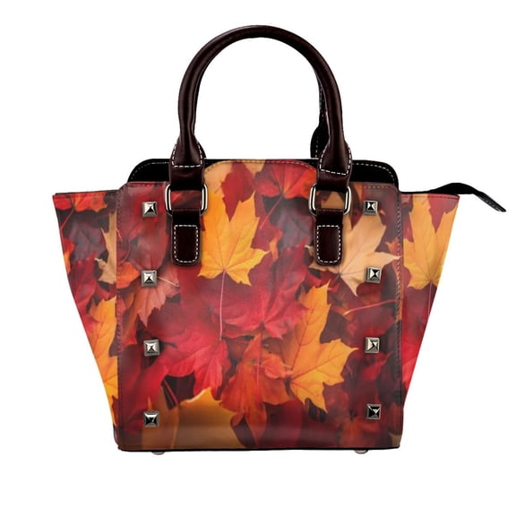 Autumn Leaves Rivet Fashion One-Shoulder Women's Handbag Tote Bag