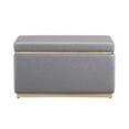 thumbnail image 3 of Linon Hawn Rectangle Storage Ottoman Natural Wood Trim in Grey Faux Leather, 3 of 16