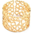 thumbnail image 2 of Anillo de puño con forma de corazón hueco, banda ancha abierta, anillo personalizado para nudillos, joyería delicada y moderna para mujer, dorado. Diámetro: 17,3 mm., 2 of 3