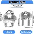 thumbnail image 2 of Stainless Steel Cable Clamps, Steel Cable Clamps, U-Shaped Cable Clamps for Wire Rope, Wire, Rope, 40PCS-M3-3mm, 2 of 5