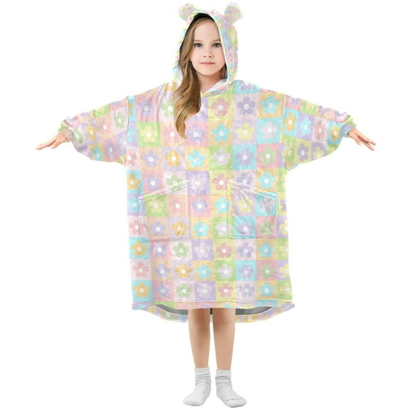 joogoo Wearable Blanket Cute Small Flowers Hoodie for Oversized Sherpa Hooded 3-14 YR M