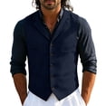 thumbnail image 3 of Jerdar Men's Solid Lapel Waistcoat, Single Breasted Multi Pocket Sleeveless Vest Formal Casual Suit Vest for Wedding Party, 3 of 7
