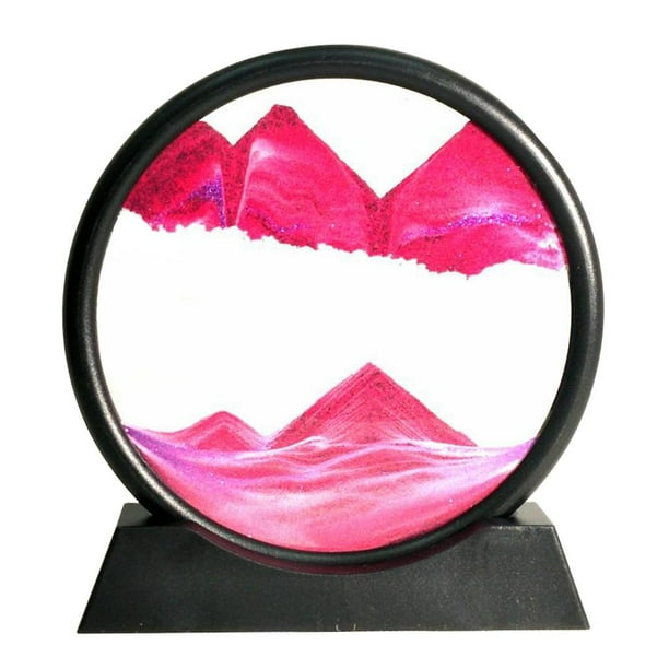 Paisaje artístico de arena de mar profundo en 3D dinámico con imagen de arena fluida de vidrio redondo en movimiento 7 en rojo rosa