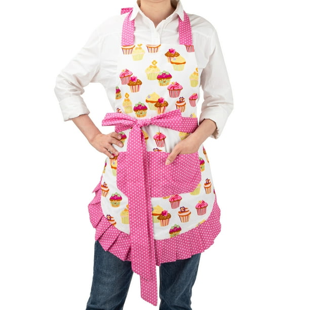 Delantales de algodón con bolsillos, delantal de cocina, correa ajustable con lazos en la cintura Delantales para cocinar, hornear y jardinería