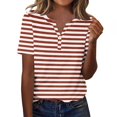 thumbnail image 2 of Plebaso T-Shirts à Rayures Col en V pour Femmes Manches Courtes Été Décontracté Blouses Amples pour Femmes, 2 of 7