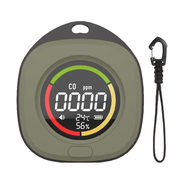 Detector de temperatura y humedad CO 3 en 1, sensor con pantalla LCD HD para viajes (Verde)