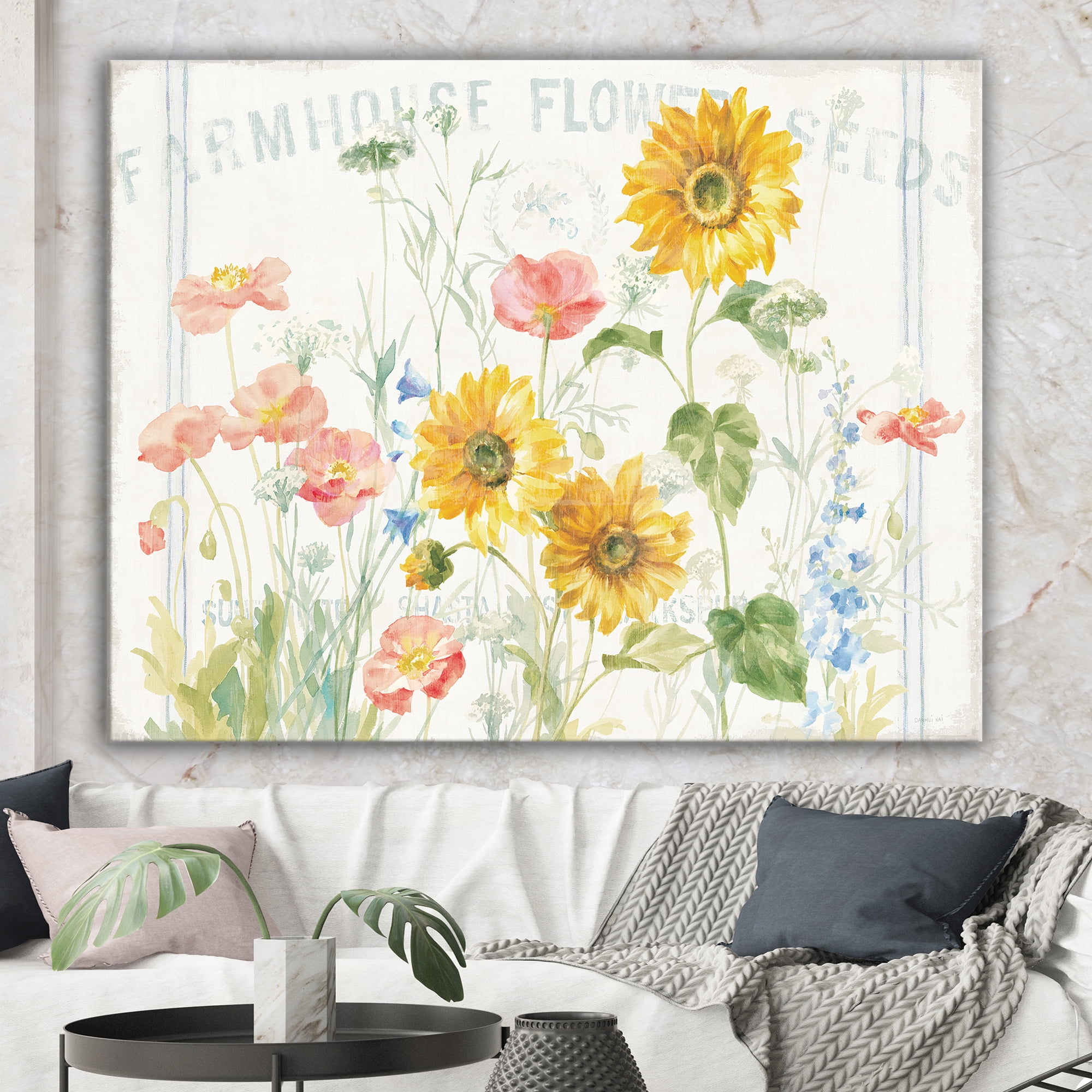 Designart 'Floursack Florals I' Floral & Botanical gallery-wrapped Canvas