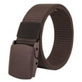 thumbnail image 3 of QURATI Men's Nylon Ratchet Belt Casual Web Click Belt with Slide Buckle for Jeans No Holes Adjustable Trim to Fit Coffee One Size, 3 of 4