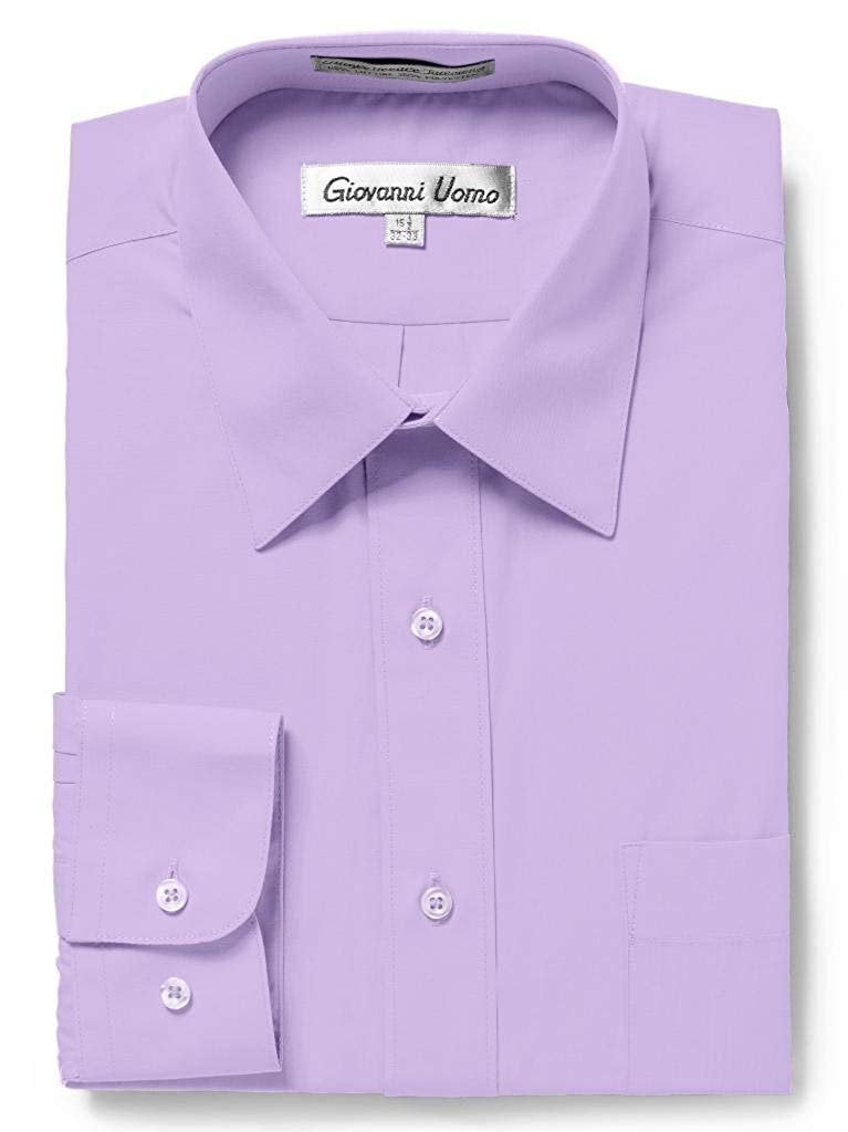 Regular Fit Lavander Textured Spread Collar Cotton Blend Dress Shirt