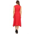 thumbnail image 2 of V Neck Wrap Around One Side Button Detail Sleeveless Midi Swing Dress, 2 of 6