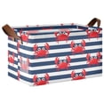 thumbnail image 2 of Rectangle Storage Basket with Handles Crab with Blue and White Stripes Pattern Collapsible Storage Bin Large Storage Bins Decorative for Clothes Toys Bedroom, 2 of 8
