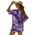 thumbnail image 2 of FKEKYI Women Summer Short Set 2 Piece Set Beach Sets Open Front Top & Shorts with Elastic Waist Camo Purple Butterfly Print Ladies Beachwear Resort Wear for Travel, L, 2 of 7