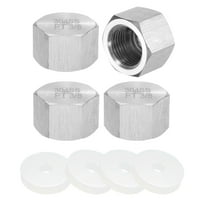 4 Pack Hex End Cap, 304 Stainless Steel PT 3/8" Female Pipe Fitting with Washer