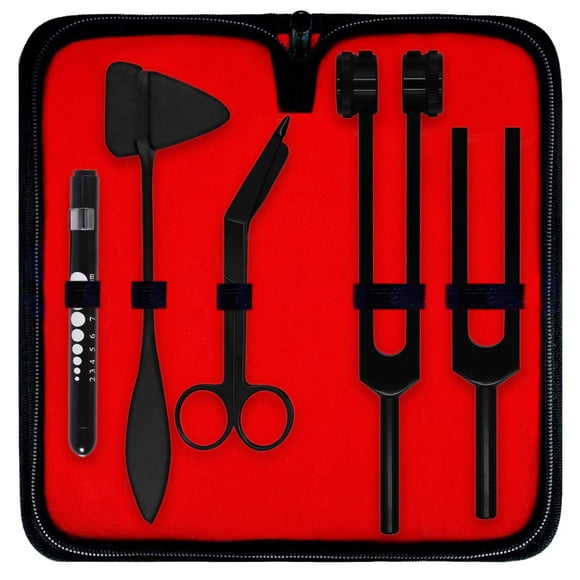 Kit de diagnóstico DEXSUR Percussion Taylor Reflex Hammer, diapasones C 128 y C 512, tijeras y lápiz indicador de pupila, juego de 6 piezas
