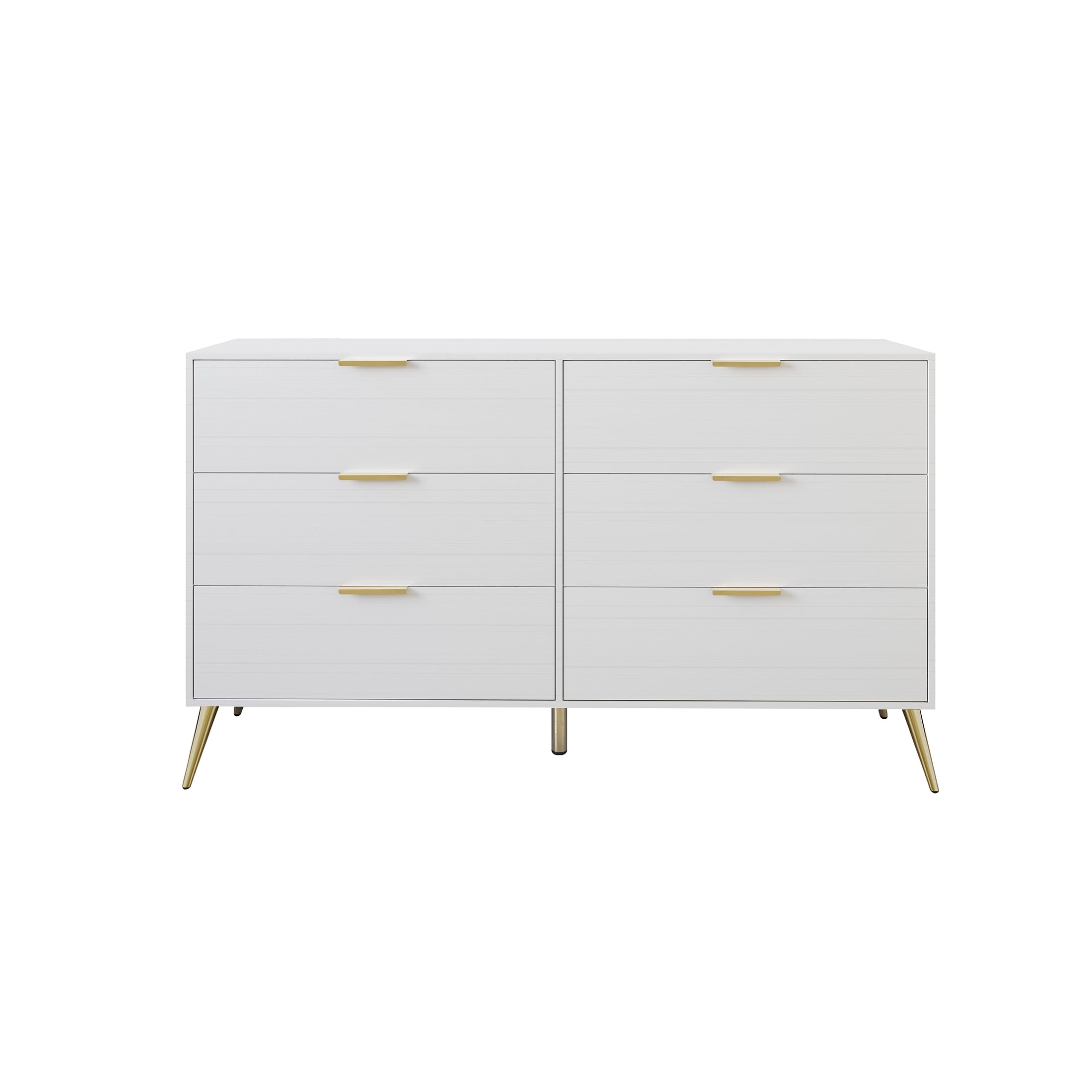 Castle Place Glam 6 Drawers Wooden Dresser, White