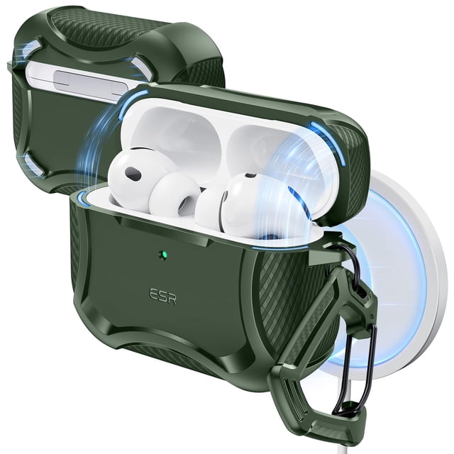 Funda ESR AirPods Pro 3 2025 MagSafe con tapa magnética verde