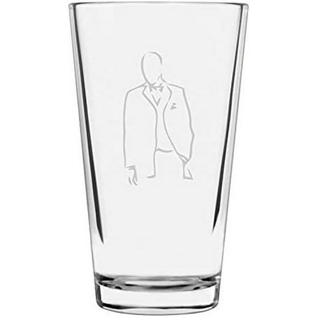 

Groom Wedding Silhouettes Etched 16oz Libbey Pint Glass