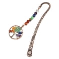 thumbnail image 1 of Marcapáginas de Metal Vintage único, marcapáginas religiosas de bronce, estrella, sol, luna, con 7 cristales de chakras, piedra curativa, árbol con cuentas, 1 of 5
