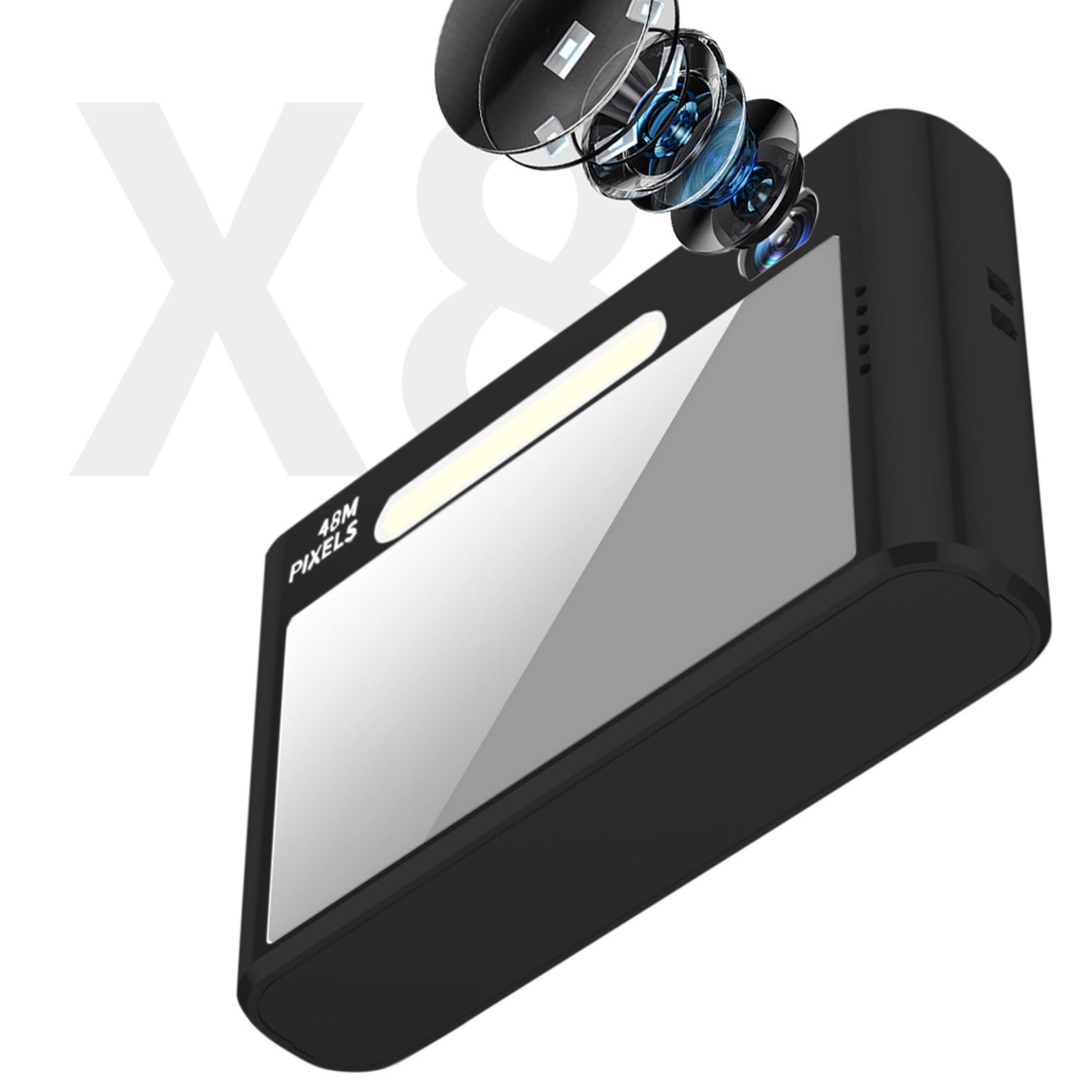 WYBXZ 48MP HD Digital Camera 2.4in IPS Screen, Take Photos and Videos, Travel Camcorder with Night Flash Light and Mirror Beauty Selfie, Supports OTG Transmission, 8X Digital Zooms