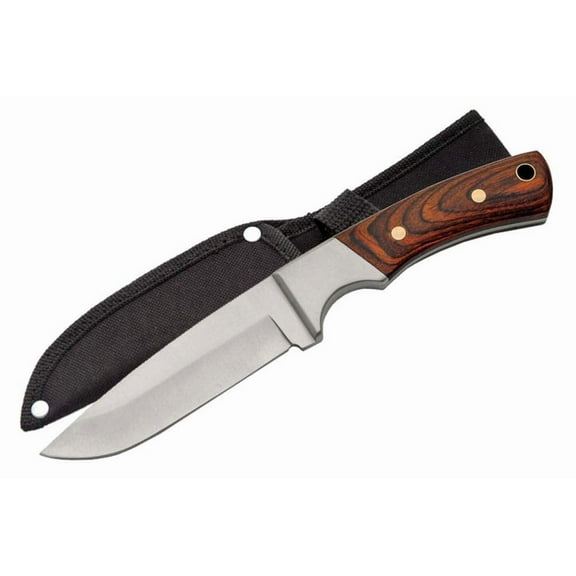 SZCO Supplies 9.5" Full Tang Fixed Blade Utility Knife with Color Wood Handle, Stainless Steel Blade, and Sheath
