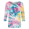 thumbnail image 5 of Womens Summer Shirts and Tops T Shirts for Women Trendy Loose Fit Womens 3/4 Length Sleeve Tops Shirts for Women Loose Fit Tie Dye Tshirt Cotton, 5 of 5