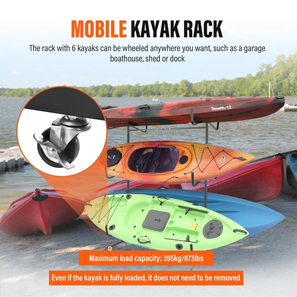 Adjustable Multi-Purpose Watercraft Organizer - 6-Slot Kayak/Canoe Rack for Docks & Garages