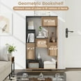 thumbnail image 3 of Patiojoy 2pcs Geometric Bookshelf 47-Inch Bookcase w/ Multiple Open Shelves Anti-Tipping Devices Freestanding Book Storage Organizer Black, 3 of 7