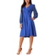 thumbnail image 4 of Vestido envolvente para mujer Inspire Chic, con escote en V, mangas de linterna, puntos suizos, midi, con bolsillos, azul real, talla M, 4 of 5