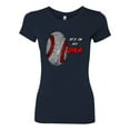 thumbnail image 2 of Wild Bobby, Baseball Fingerprint It's In My DNA, Sports, Women Slim Fit Junior Tee, Navy, Small, 2 of 5