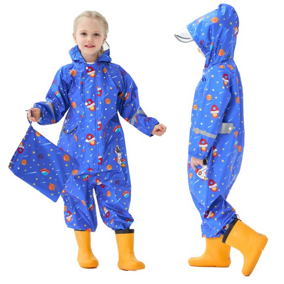 Kids Rain Jacketa Coat Waterproof Coverall Muddy Buddies Zipper Rainwear 1-10 Years