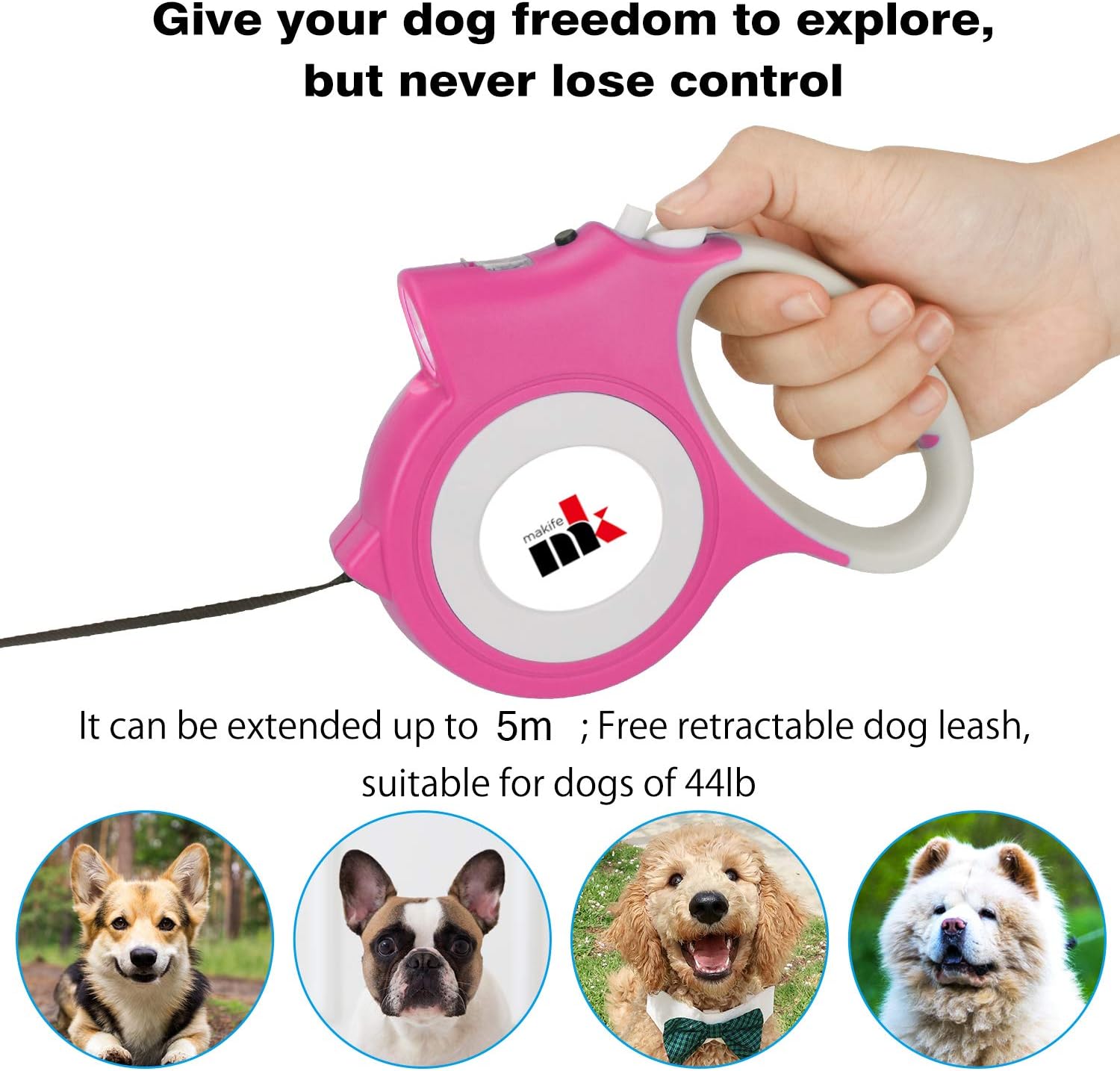 Mowis Retractable Dog Leash with LED Light 5m photo 2