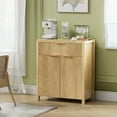 thumbnail image 4 of GIKPAL Buffet Cabinet with Storage, Fluted Kitchen Sideboard with Adjustable Shelf and Doors, Modern Boho Accent Cabinet with Drawer for Dining Living Room Furniture, Natural Oak Set of 2, 4 of 7