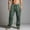 Army Green, variant on Men’s Linen Wide-Leg Cargo Trousers with Thick Cord Drawstring-Waist & Dual Oversized Flap Pockets for Coastal Vacations Green S