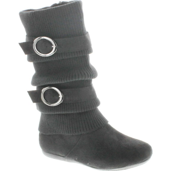 Top Moda Womens Bank-21 Sweater Slouchy Buckle Top Calf Wedge Boot