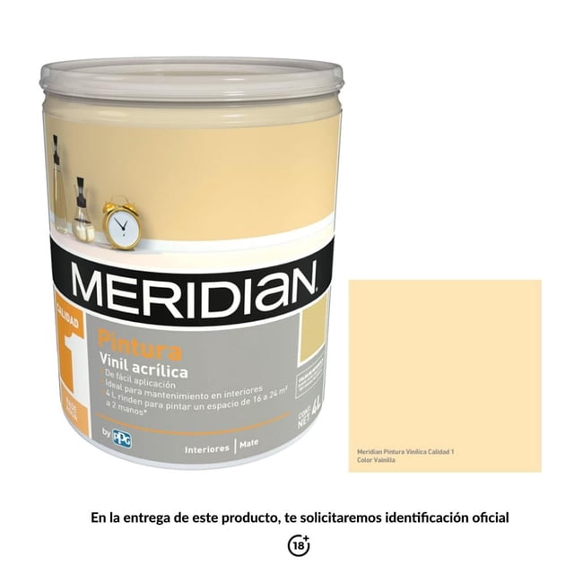 Pintura Meridian Estándar 1 Año Color Vainilla Mate 4 Litros