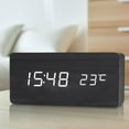 thumbnail image 4 of yuksok Digital Alarm Clock USB/Battery Wooden Setting LED for Office Home Decor Black, 4 of 9