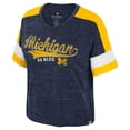 thumbnail image 2 of Women's Colosseum Navy Michigan Wolverines Ruth Color Block Scoop Neck T-Shirt, 2 of 3