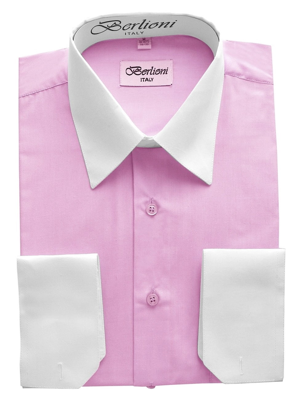 Pink Dress Shirt With White Collar And 