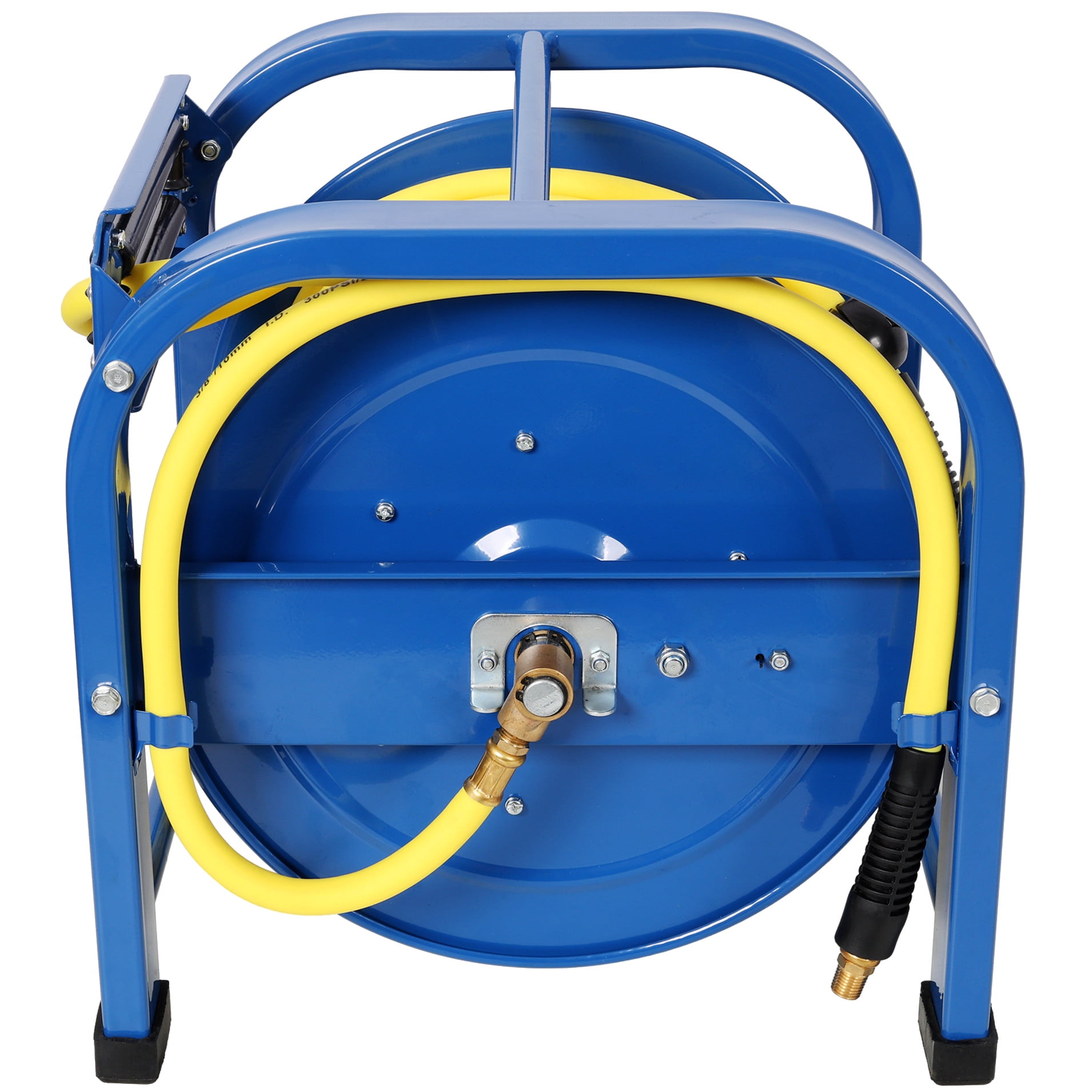 Retractable Air Hose Reel, 3/8" x 100 Feet, 300 PSI, Spring-Driven Steel, Heavy Duty Industrial, Hybrid hose, Portable and Durable
