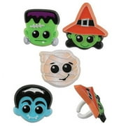 24pack Halloween Characters Cupcake / Desert / Food Decoration Topper Rings with Favor Stickers & Sparkle Flakes