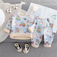 thumbnail image 2 of Gpaecead Baby Thermal Underwear Set For Boys Girls Floral Print Thick Winter Outfits Set Baby Clothes Warm Milk Silk Two-Piece Set Blue, 2 of 9