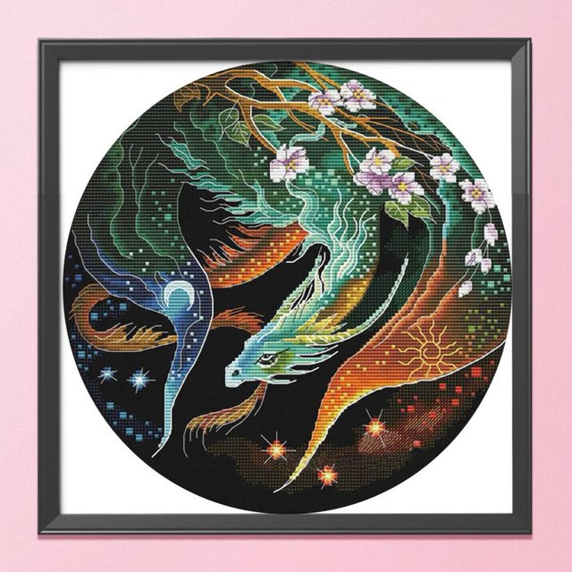Cuadros Decorativos Kits de punto de cruz Color Dragon Hilo de 3 hebras 11CT Bordado de bricolaje (A) Ndcxsfigh Nuevos Originales