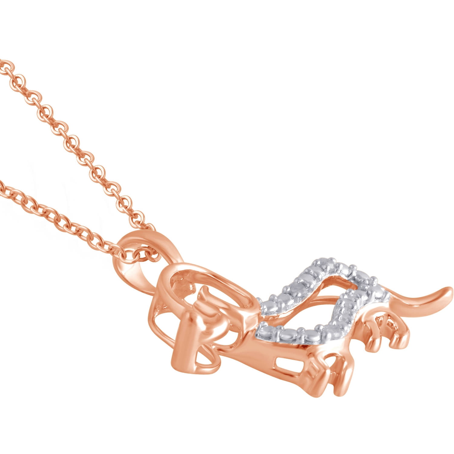 Arista Diamond Accent 14K Rose Tone Women's Puppy Pendant in Brass, 18"