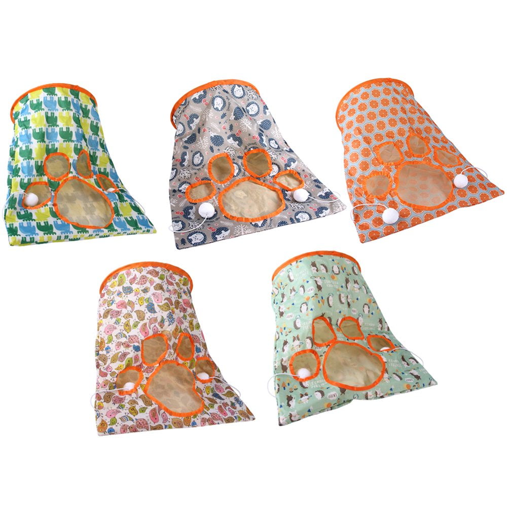 LEEYNEER Cat Cave Tunnel Crinkle  Funny Kitten Play Toy Cat Sleeping Bag with Mouse Toy