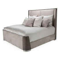 Michael Amini Roxbury Park Eastern King Dual Panel Velvet Bed in Slate Ash