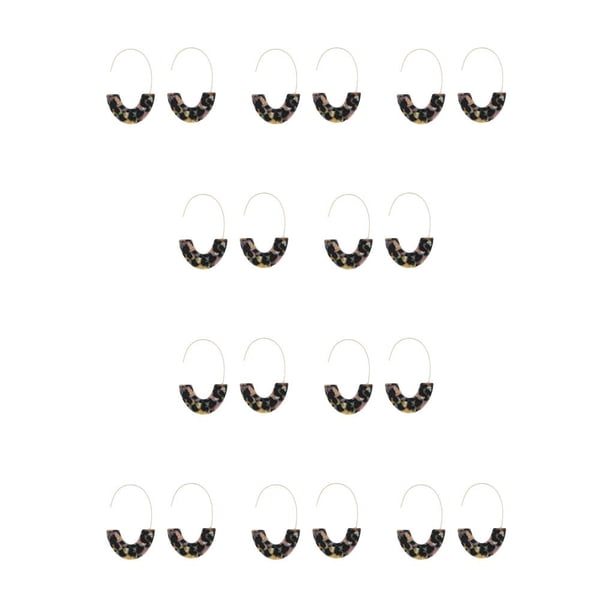 Aretes Jumpingount en forma de U estampado de leopardo Negro Amarillo Rosa