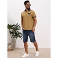 thumbnail image 5 of DARING DIVA Men's Short Sleeve Western Retro Stretch Color-Block Polo Shirts L Khaki, 5 of 7