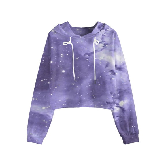 Xudanell Womens Cropped Sweatshirt Tie Dye Graphic Print Hoodie Women Blouses Sweatshirt Going Out Top Blue S